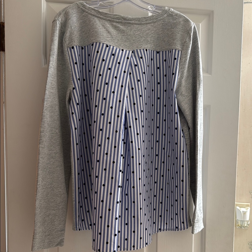 Talbots Gray and Blue Layered Long Sleeve Sweatshirt - Picture 3 of 4